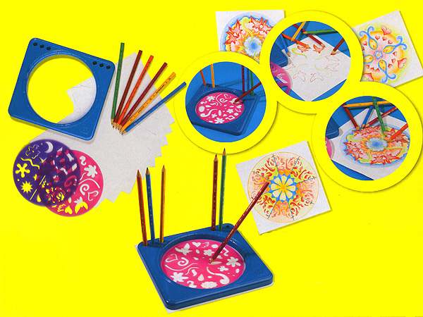 Набор круговых трафаретов "Мир цветов" набор бумаги, карандаши (6 цветов) инфо 5909g.